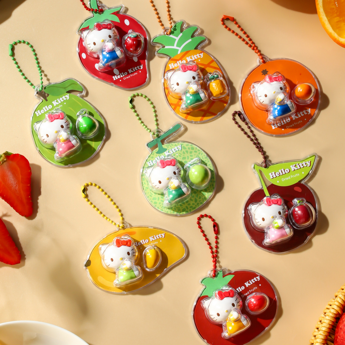 2126. Hello Kitty Sweet Fruit Story Series Tiny Hanging Card Beans Blind Box