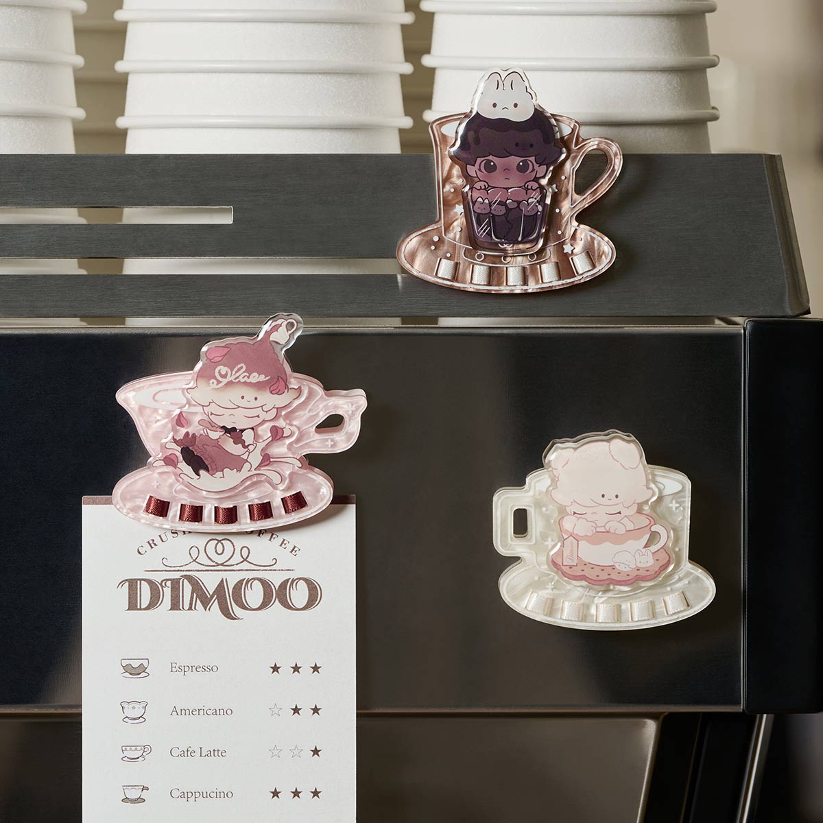 778. DIMOO Crush on Coffee Series-Acrylic Fridge Magnet Clip Blind Box