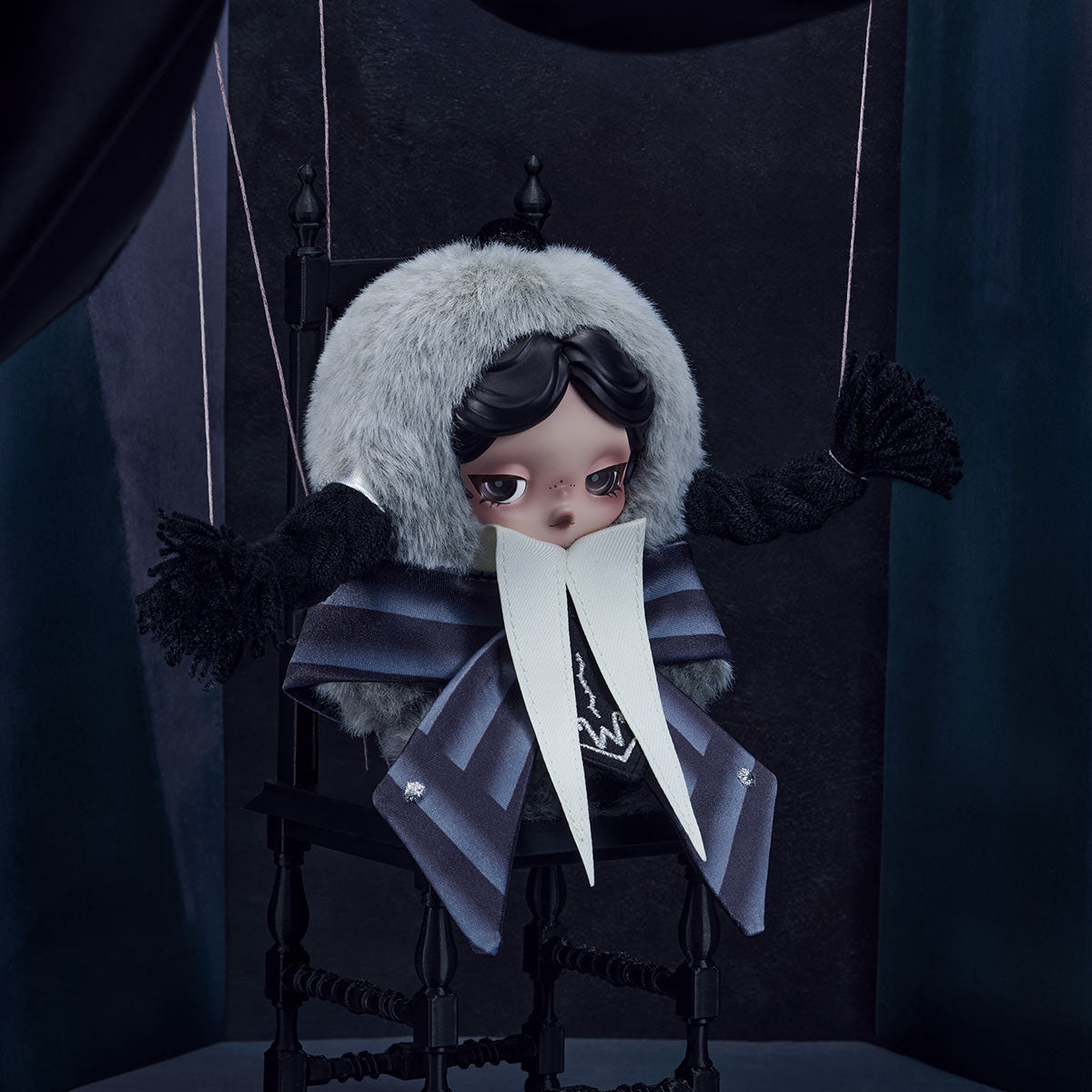 1000. SKULLPANDA × Wednesday Plush (Nevermore Academy Uniform Version)