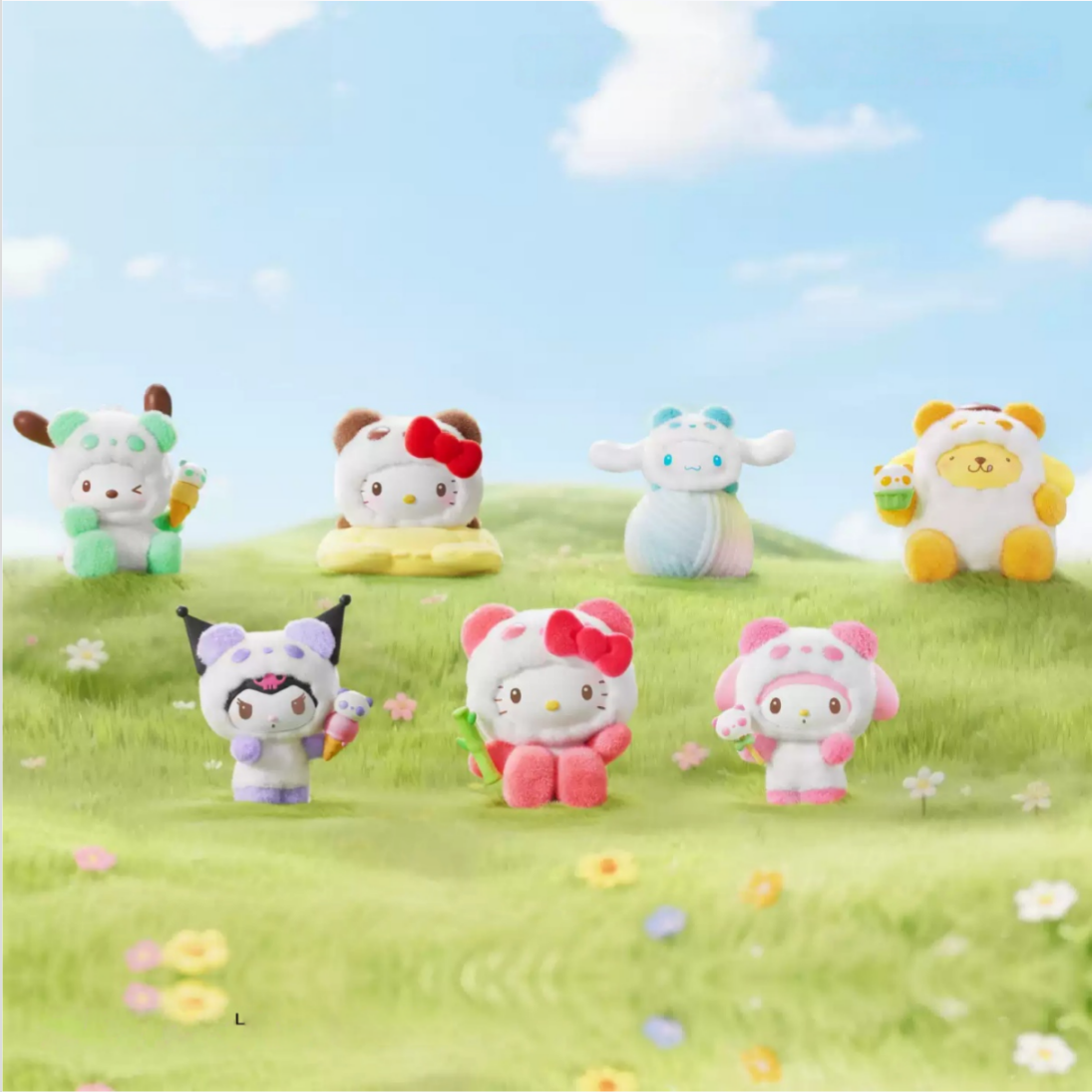 1852. SANRIO CHARACTERS Colorful Panda Series Figures Blind Box