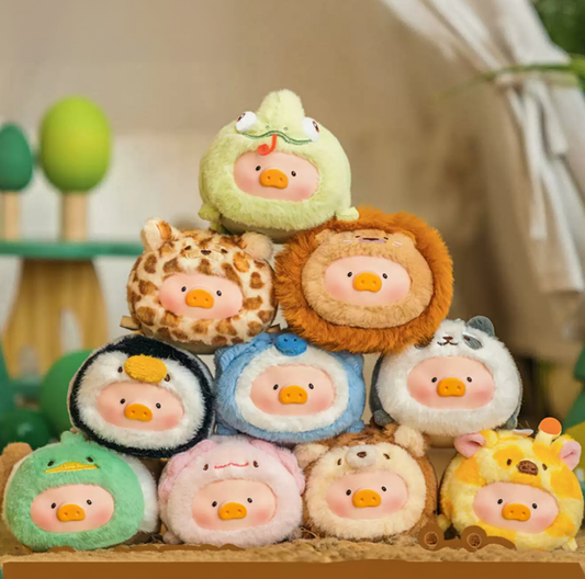 2045. LULU THE PIGGY Animal Party V2 Stick Together Series Plush Keychain Blind Box